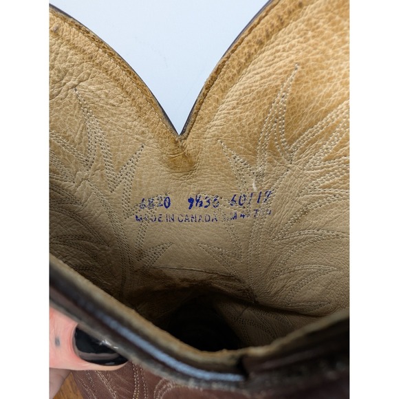 Vintage Bullrider Brown Leather Pull On Western Cowboy Boots - Picture 7 of 9